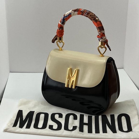❤️MOSCHINO❤️ Redwall Tricolor Polished Leather Bag Italy - Picture 11 of 16